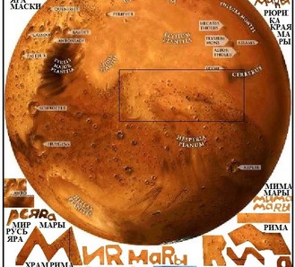 Древняя карта Марса и сам Марс подписаны по-русски